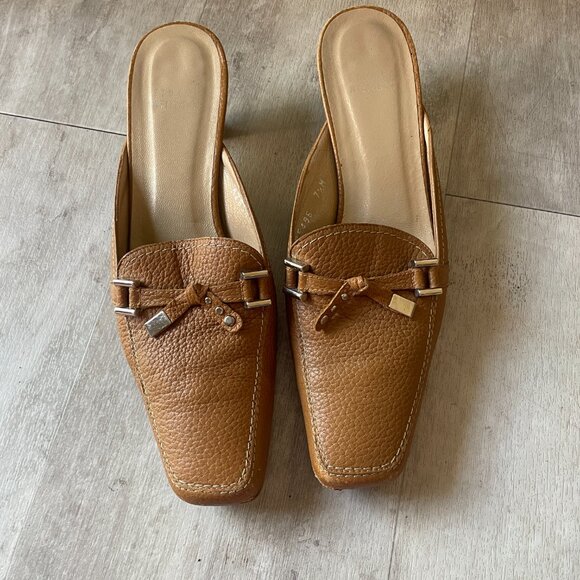 Stuart Weitzman Shoes - Stuart Weitzman Leather Tan Mules